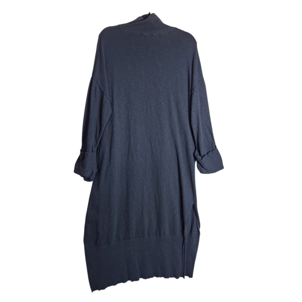Free People FP Beach Dark Gray Cotton Linen Mock Neck Sweater Dress Small